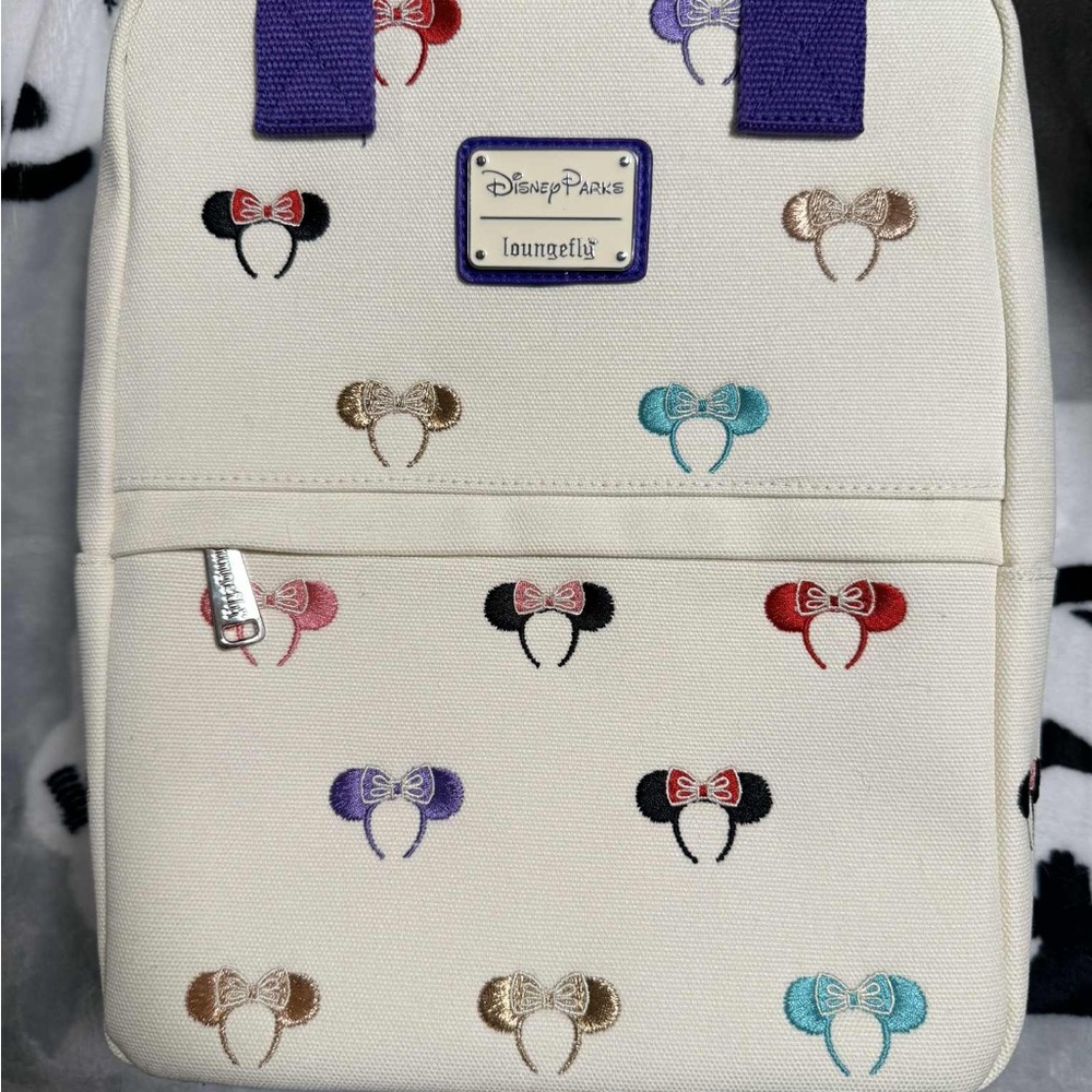 Disney Loungefly Backpack - Cream with Colorful Minnie Ears